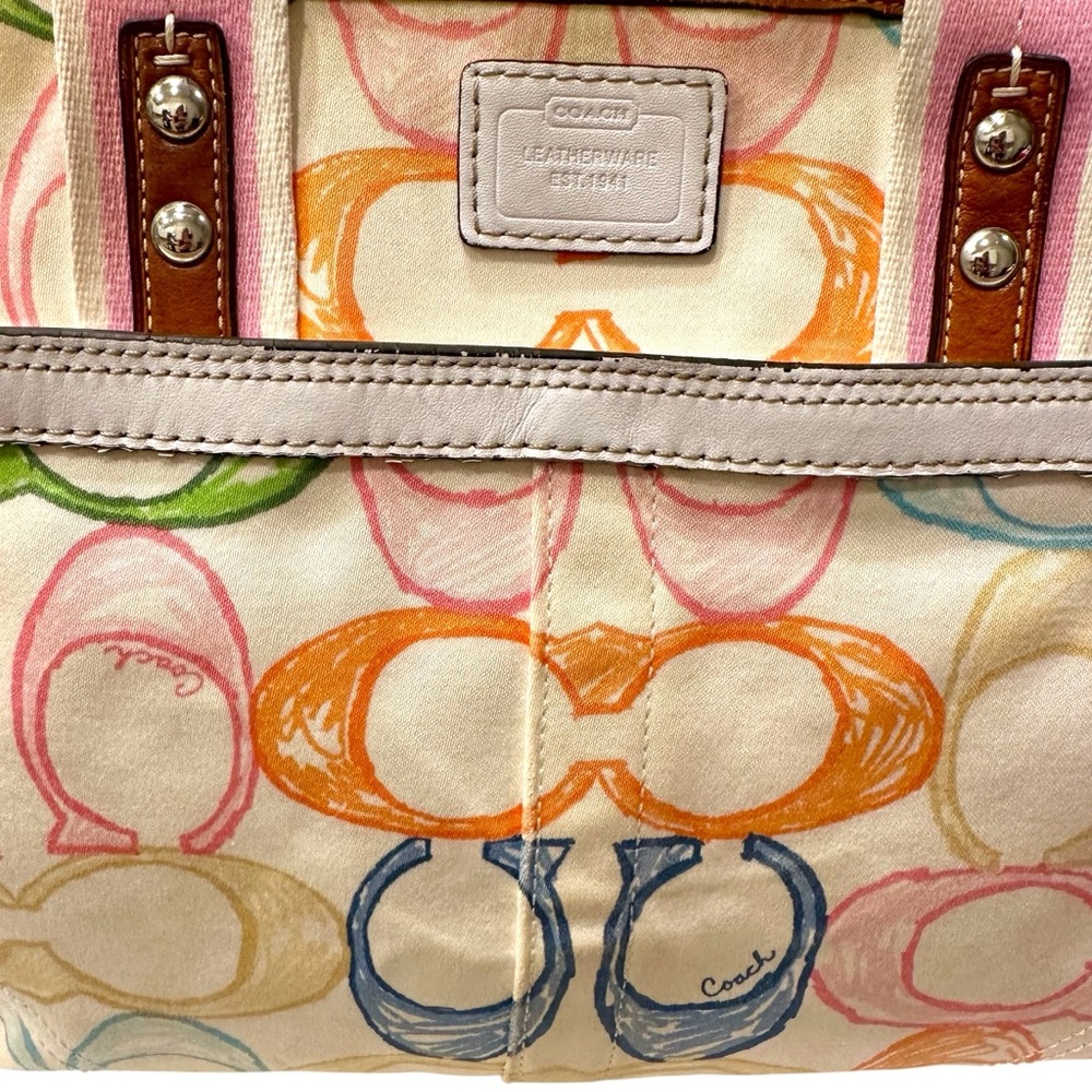 Coach Vintage Hampton Scribble Multicolor Signature Tote with Pink Handles 
2007 - Picture 7 of 17